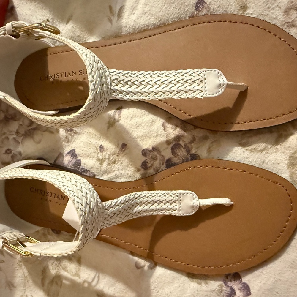 Christian Siriano White Braided Thong Sandals